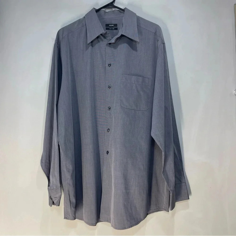 ALEFANI Dress Shirt Men size XL 17 34-35 Gray color